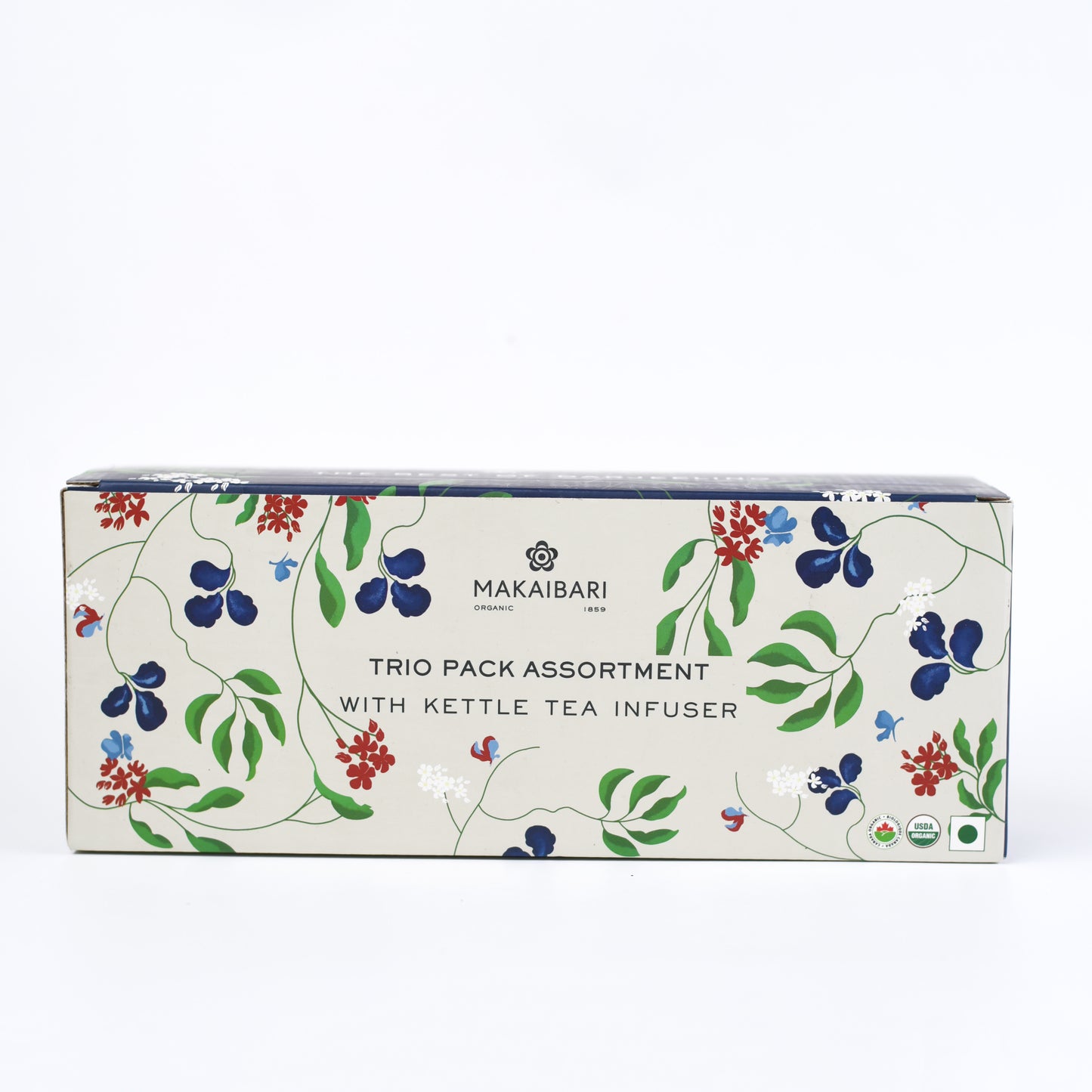 Makaibari Gift Pack Trio Assortment with Infuser - Pack Of 3 Loose Teas in Metal Caddy + 1 Kettle Tea Infuser