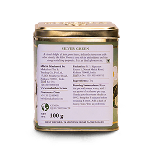 Darjeeling Green Tea - Silver Green Tea Tin Caddy 
