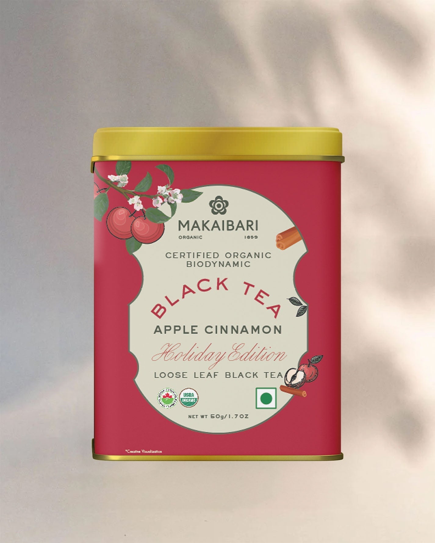 Holiday Edition TRIO ASSORTMENT : Apple Cinnamon Black Tea + Ginger Spice Green Tea + White Peppermint Bark - MAKAIBARI TEA