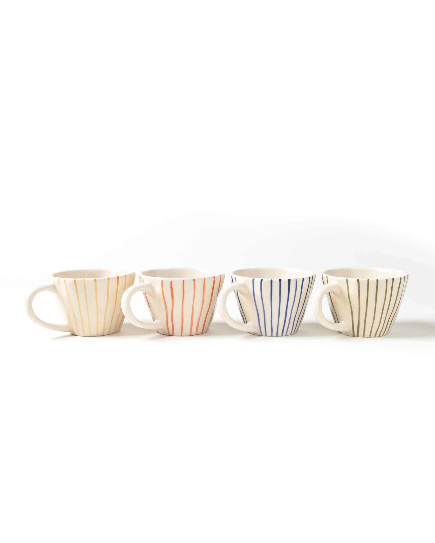 Organic Tea Cups With Hand Painted Stripes - 1 Pc - MAKAIBARI TEA