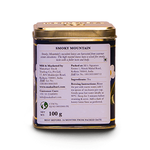 Smoky Mountain 100g Roasted Darjeeling Black Loose Leaf Tea Tin Caddy - Makaibari USA